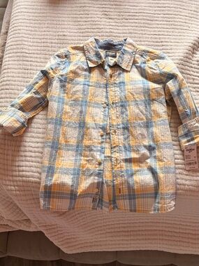 OshKosh B'gosh Yellow and Light Blue Plaid Button-Down Shirt